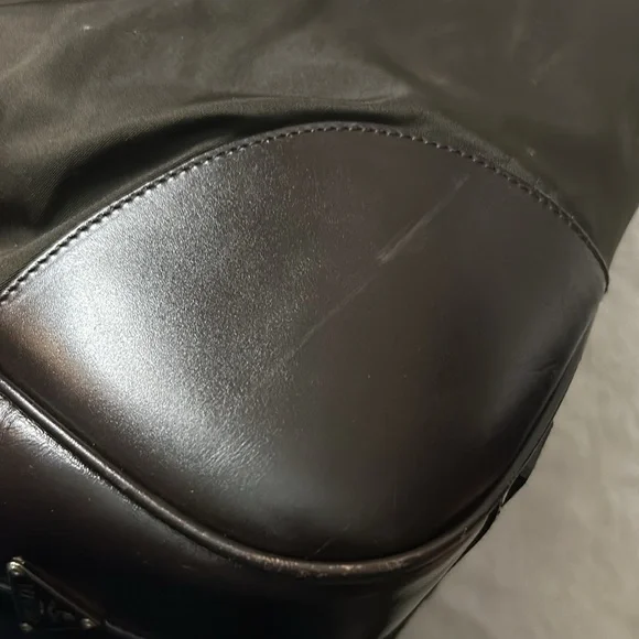 Prada Large green nylon and brown leather commuter bowling bag & lock & keys - Picture 15 of 17